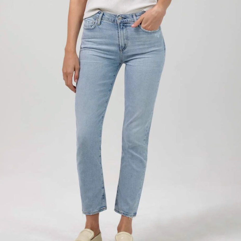 Citizens of Humanity Harlow Mid Rise Jeans Straight Skinny Ankles Distressed